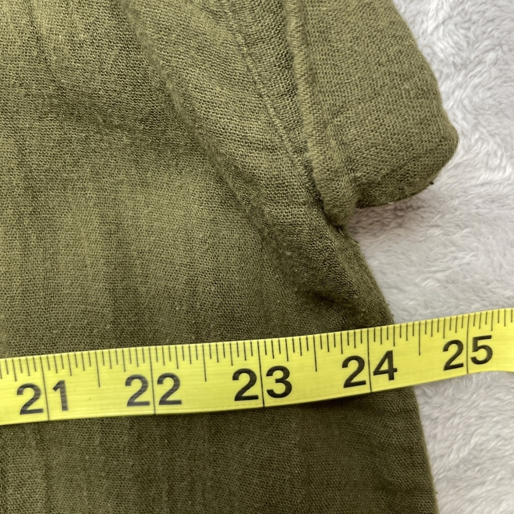 Loft Ann Taylor Womens 100% Cotton Gauze Shirt Dress Sz L Army Green Minimalist - Picture 6 of 8